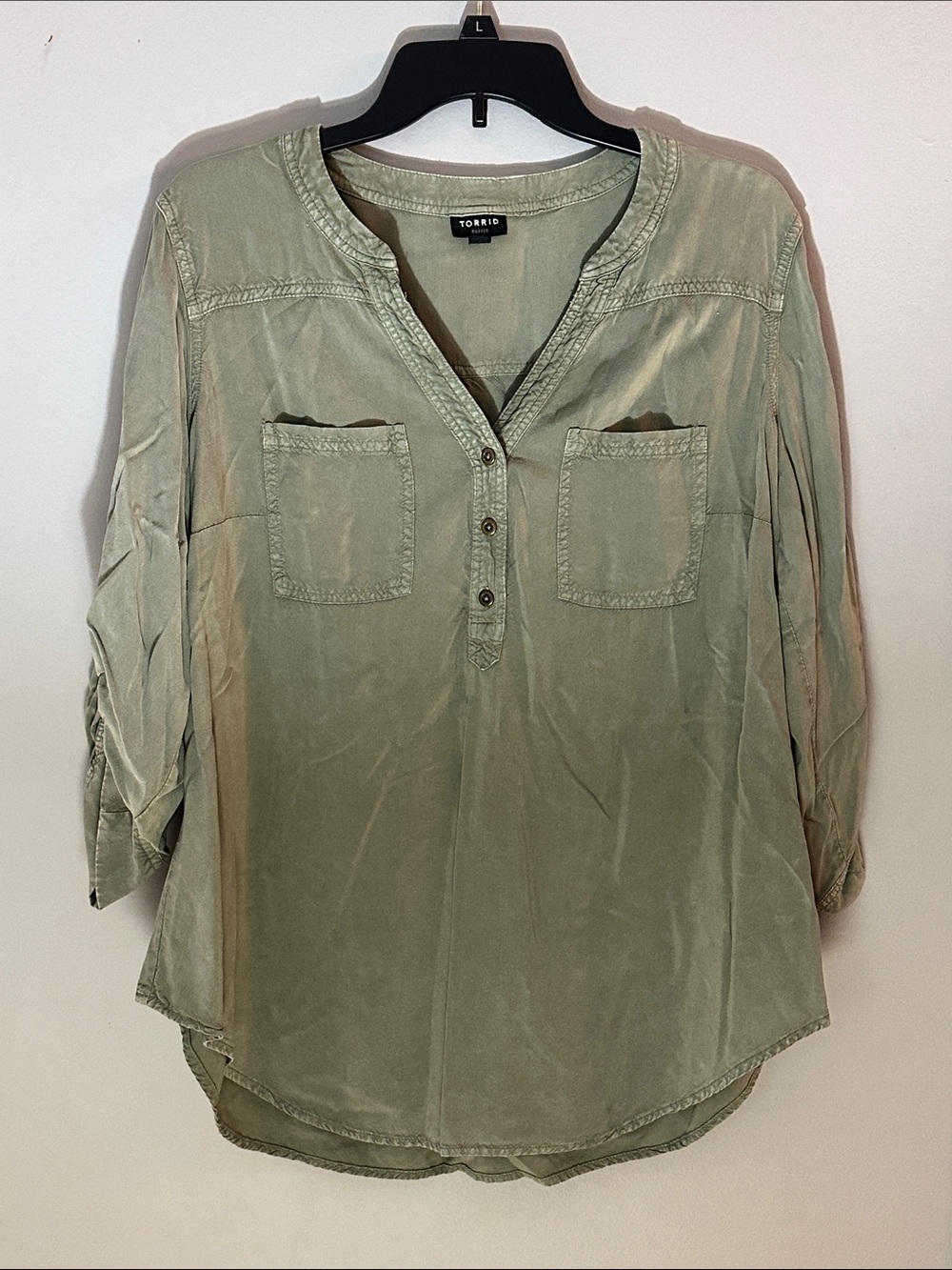 torrid size 0 Olive-Green Henley Button Front Tunic